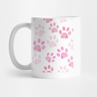 Pink doodle paw prints Mug